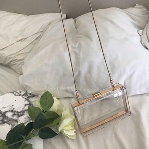 Clear + Gold Acrylic plastic Crossbody Purse